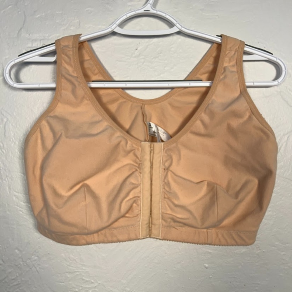 Amoena Frances SB 2128 Wire-Free Front Closure L Mastectomy Bra Sand